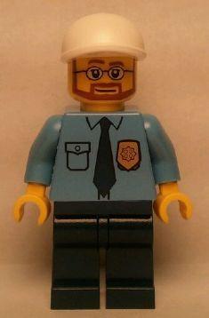 LEGO Minifigure-Police - City Shirt with Dark Blue Tie and Gold Badge, Dark Blue Legs, White Short Bill Cap-Town / City / Police-CTY219-Creative Brick Builders